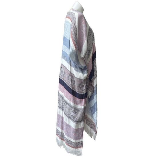 Caslon Womens Kimono Cardigan Open Front Tasseled Short Sleeve Boho One Size - Picture 4 of 16